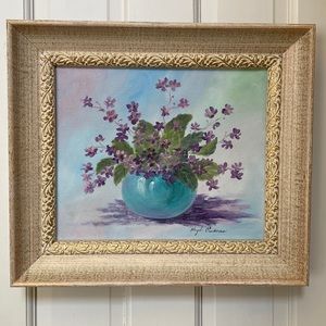 Original Vintage Floral Painting 16x14